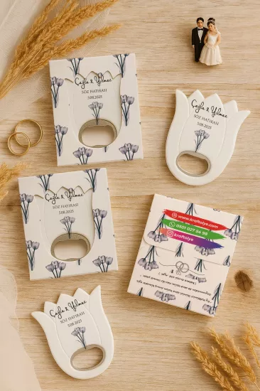 Söz Nişan Kına Nikah Düğün Hatırası Kutulu Lale Açacak Magnet