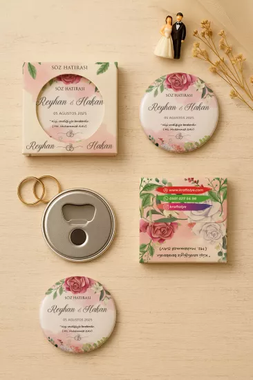 Söz Nişan Kına Nikah Düğün Hatırası Kutulu Metal Açacak Magnet