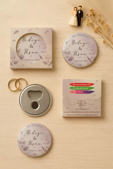 Söz Nişan Kına Nikah Düğün Hatırası Kutulu Metal Açacak Magnet