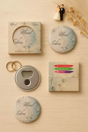 Söz Nişan Kına Nikah Düğün Hatırası Kutulu Metal Açacak Magnet