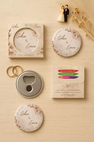 Söz Nişan Kına Nikah Düğün Hatırası Kutulu Metal Açacak Magnet