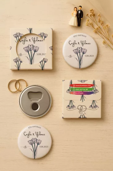 Söz Nişan Kına Nikah Düğün Hatırası Kutulu Metal Açacak Magnet