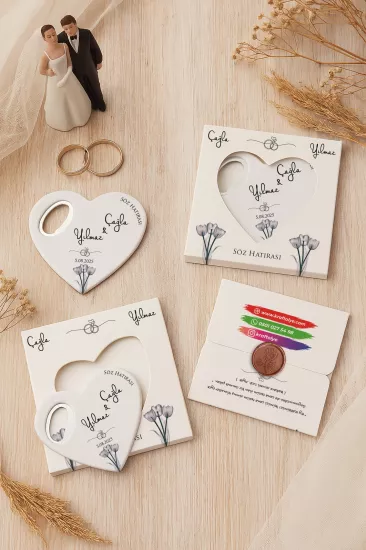 Mühürlü Kutulu Kalp Açacak Magnet – Söz, Nişan, Kına ve Düğün Hediyelikleri