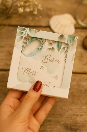 Kişiye Özel Kutulu Mühürlü Kare Açacak Magnet | Söz, Nişan, Nikah, Düğün Hediyesi