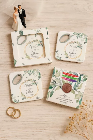 Kişiye Özel Kutulu Mühürlü Kare Açacak Magnet | Söz, Nişan, Nikah, Düğün Hediyesi