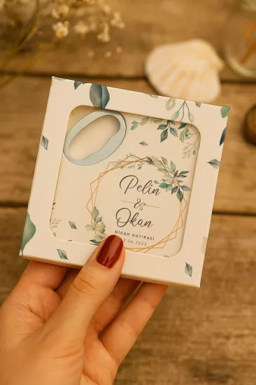 Kişiye Özel Kutulu Mühürlü Kare Açacak Magnet | Söz, Nişan, Nikah, Düğün Hediyesi