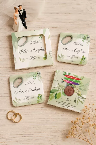 Kişiye Özel Kutulu Mühürlü Kare Açacak Magnet | Söz, Nişan, Nikah, Düğün Hediyesi