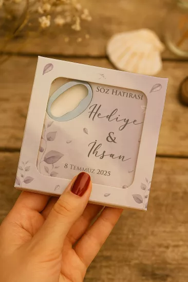 Kişiye Özel Kutulu Mühürlü Kare Açacak Magnet | Söz, Nişan, Nikah, Düğün Hediyesi