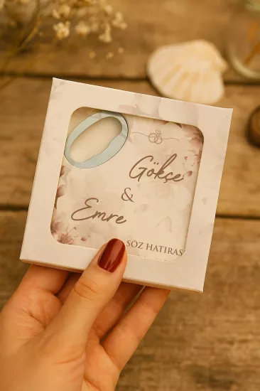 Kişiye Özel Kutulu Mühürlü Kare Açacak Magnet | Söz, Nişan, Nikah, Düğün Hediyesi