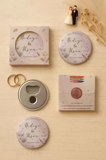 Mühürlü Kutulu Söz Nişan Kına Nikah Düğün Hatırası Metal Açacak Magnet