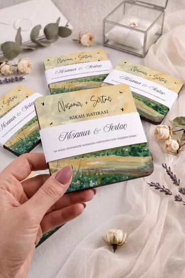 Ahşap Bardak Altlığı | Nikah ve Nişan Hediyesi
