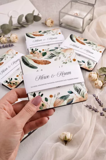 Ahşap Bardak Altlığı | Nikah ve Nişan Hediyesi
