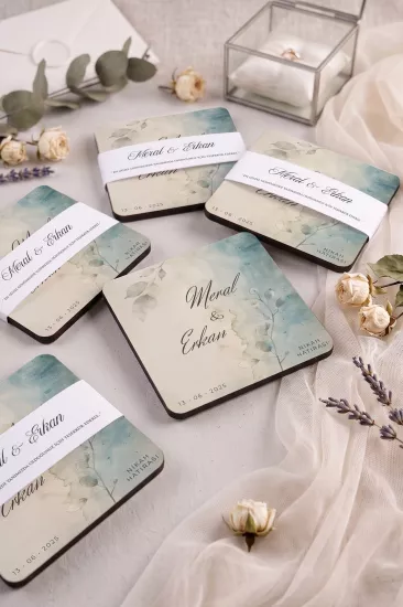 Ahşap Bardak Altlığı | Nikah ve Nişan Hediyesi