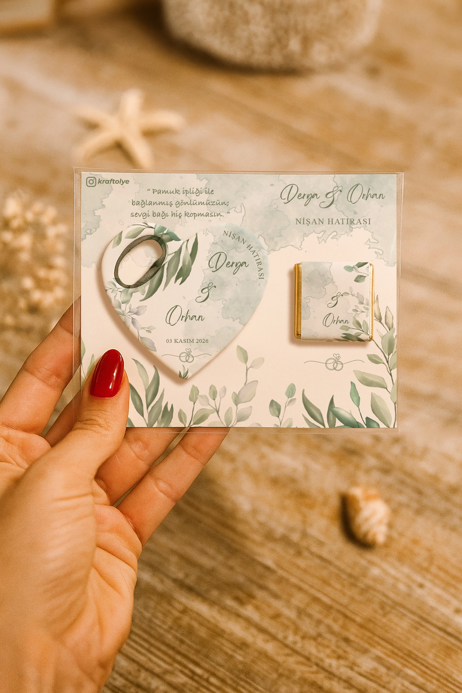 Nişan Nikah Düğün Hatırası Çikolatalı Açacak Magnet
