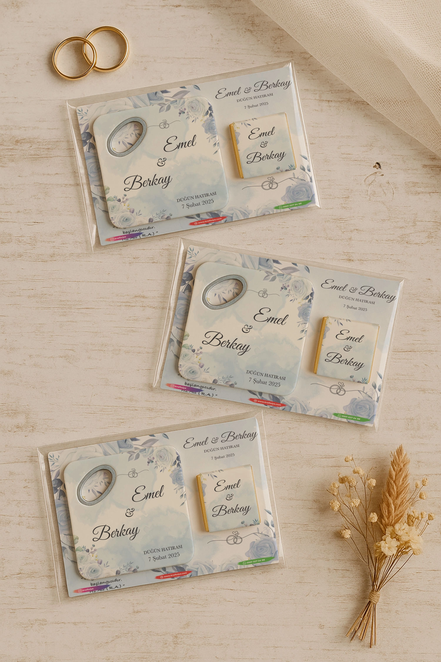 Nişan Nikah Düğün Hatırası Çikolatalı Açacak Magnet