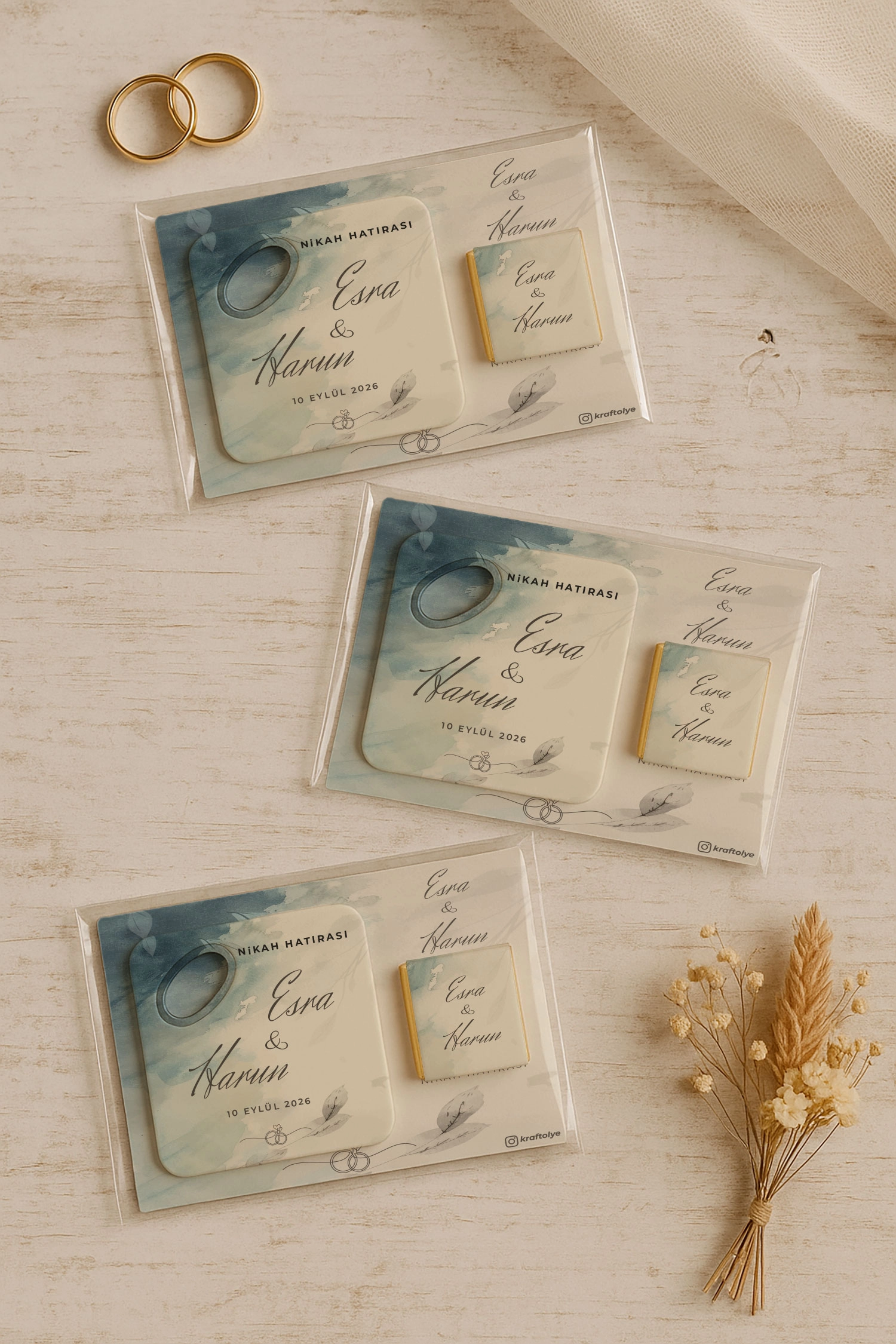 Nişan Nikah Düğün Hatırası Çikolatalı Açacak Magnet
