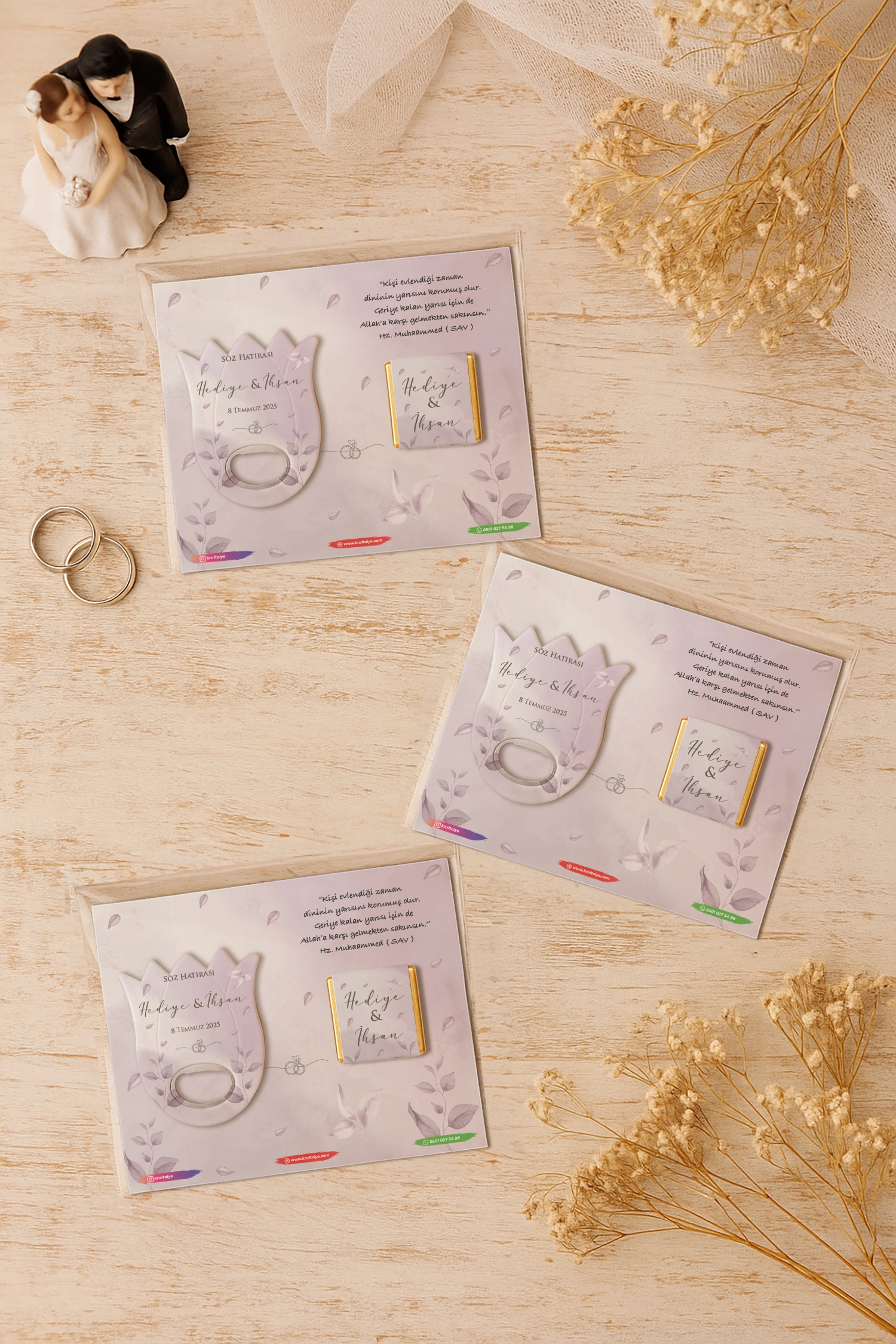 Nişan Nikah Düğün Hatırası Çikolatalı Lale Açacak Magnet