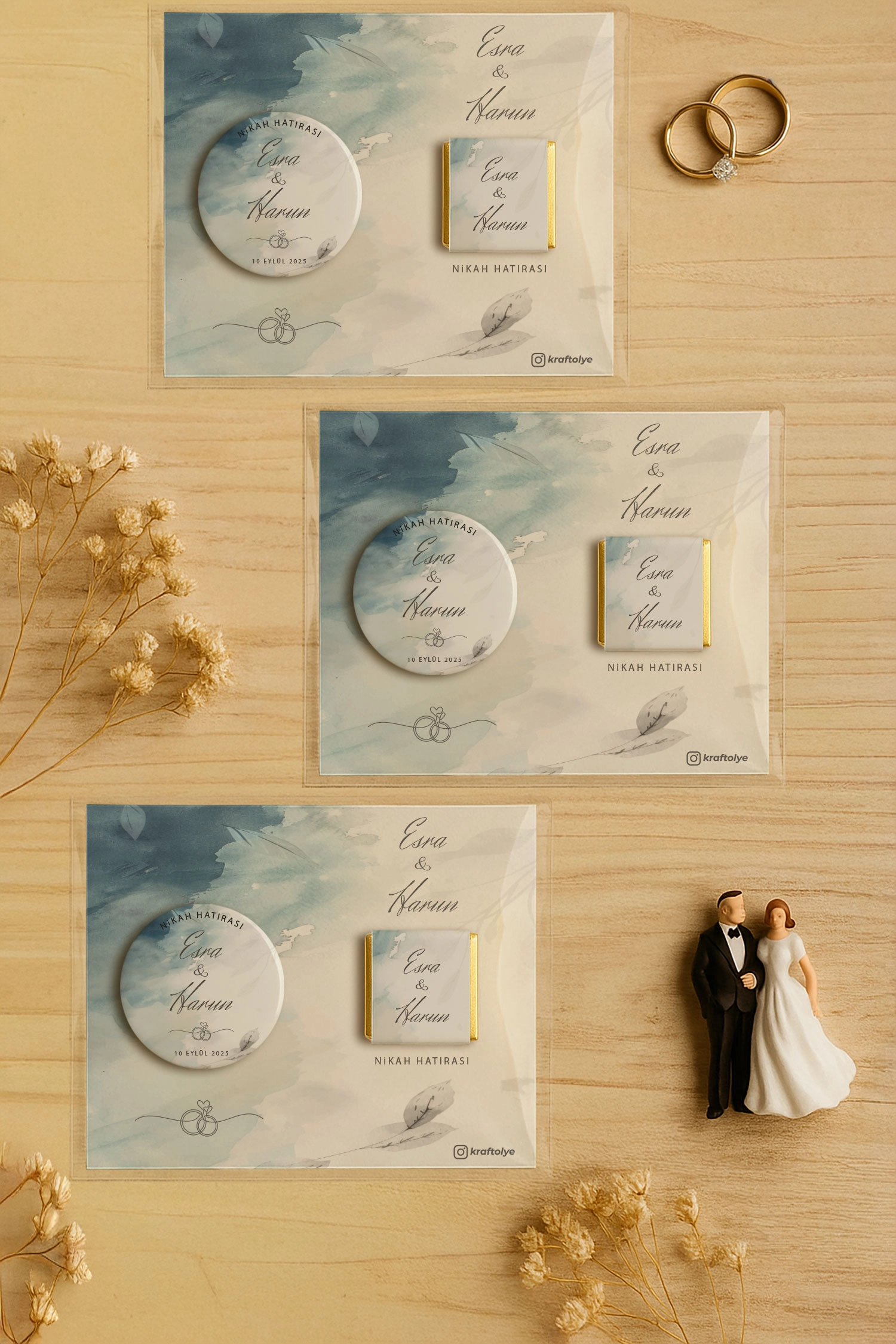 Söz Nişan Kına Nikah Düğün Hatırası Çikolatalı Metal Açacak Magnet