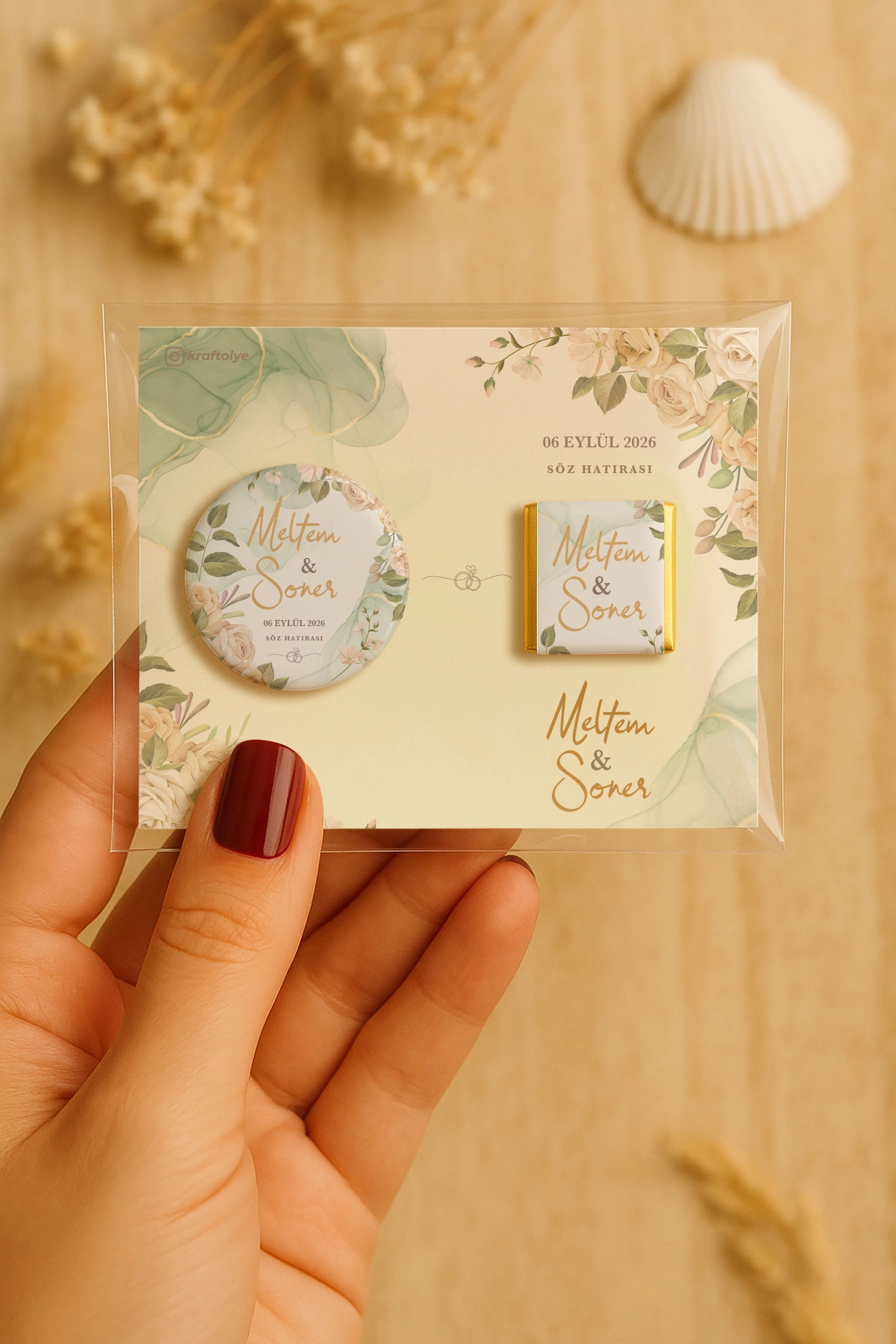 Söz Nişan Kına Nikah Düğün Hatırası Çikolatalı Metal Açacak Magnet
