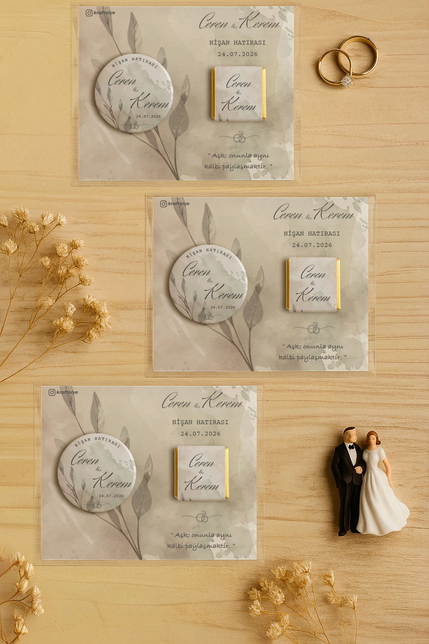 Söz Nişan Kına Nikah Düğün Hatırası Çikolatalı Metal Açacak Magnet