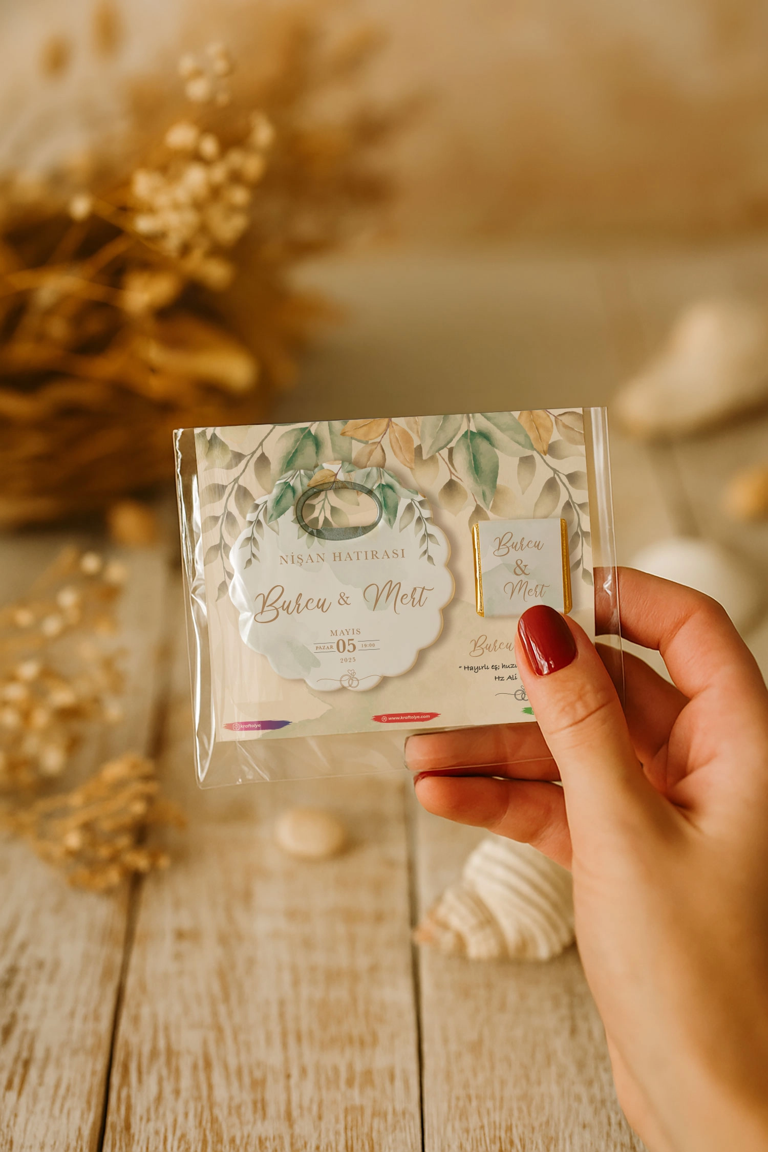 Söz Nişan Kına Nikah Düğün Hatırası Çikolatalı Papatya Açacak Magnet