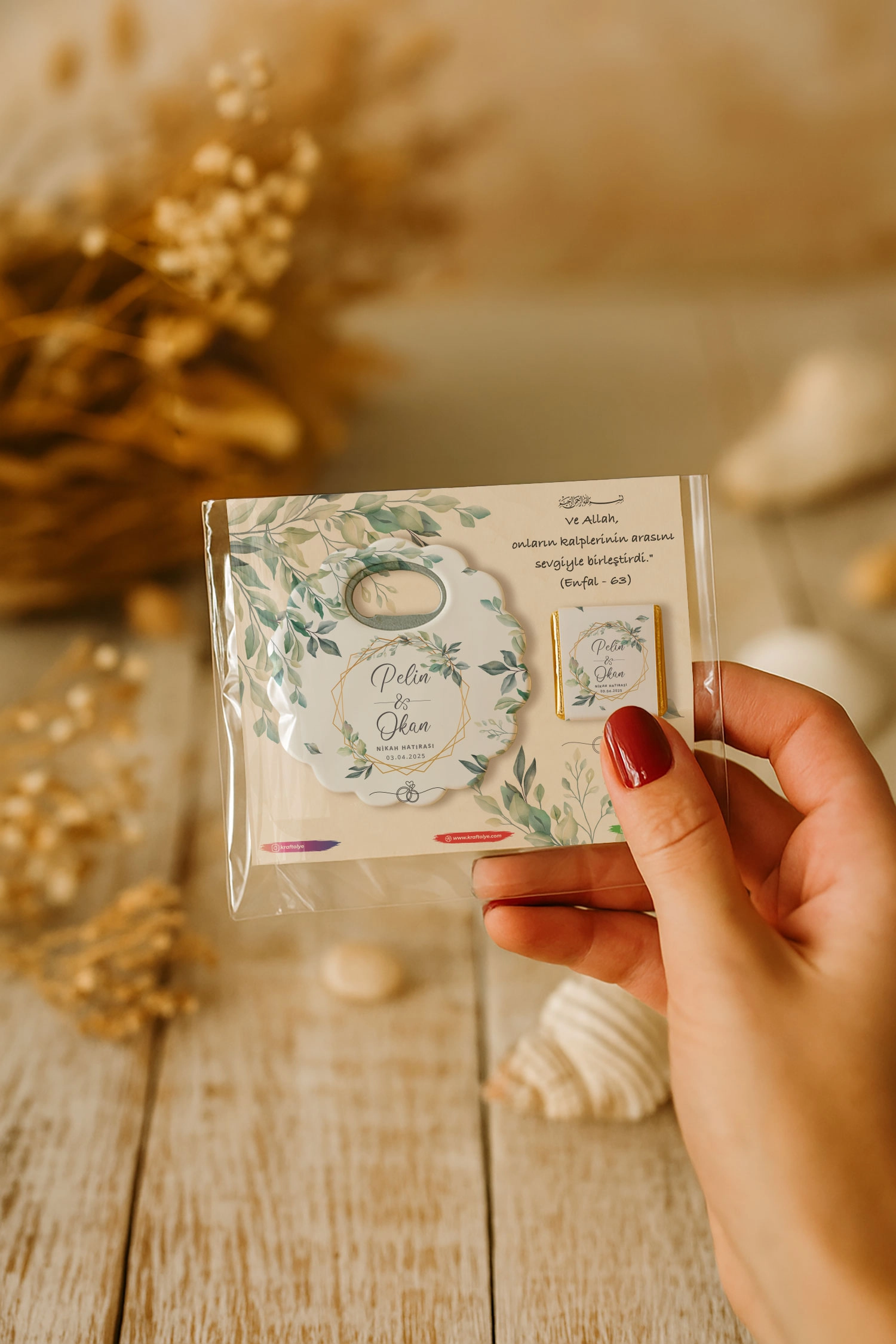 Söz Nişan Kına Nikah Düğün Hatırası Çikolatalı Papatya Açacak Magnet