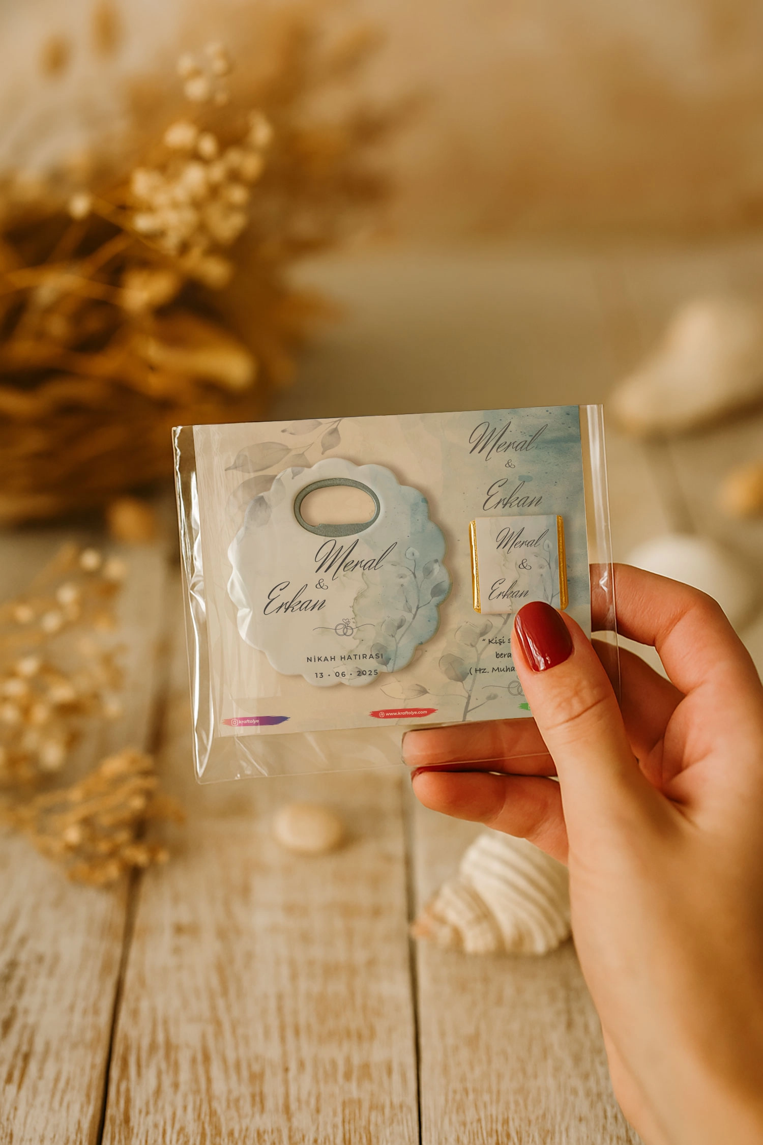 Söz Nişan Kına Nikah Düğün Hatırası Çikolatalı Papatya Açacak Magnet