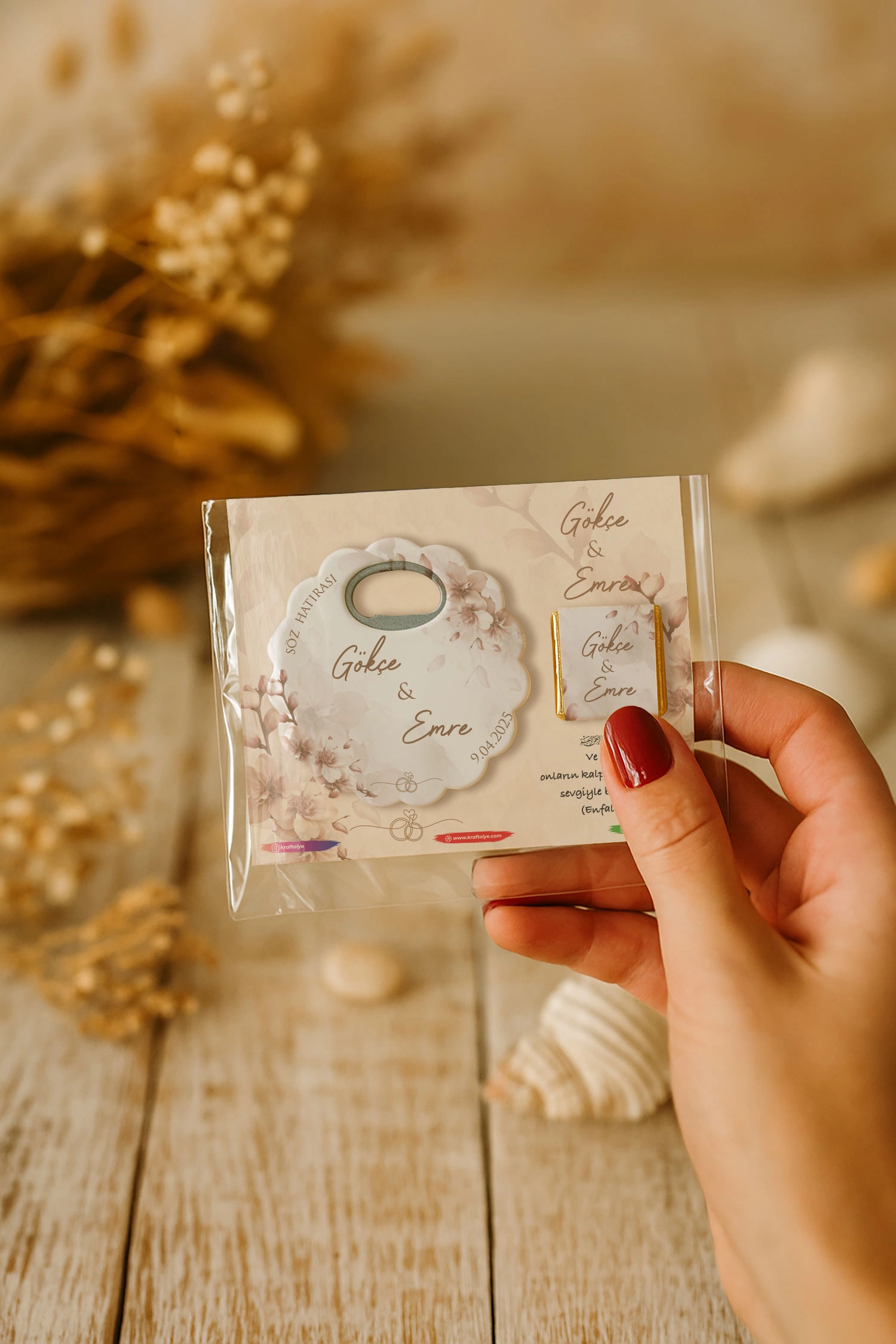 Söz Nişan Kına Nikah Düğün Hatırası Çikolatalı Papatya Açacak Magnet
