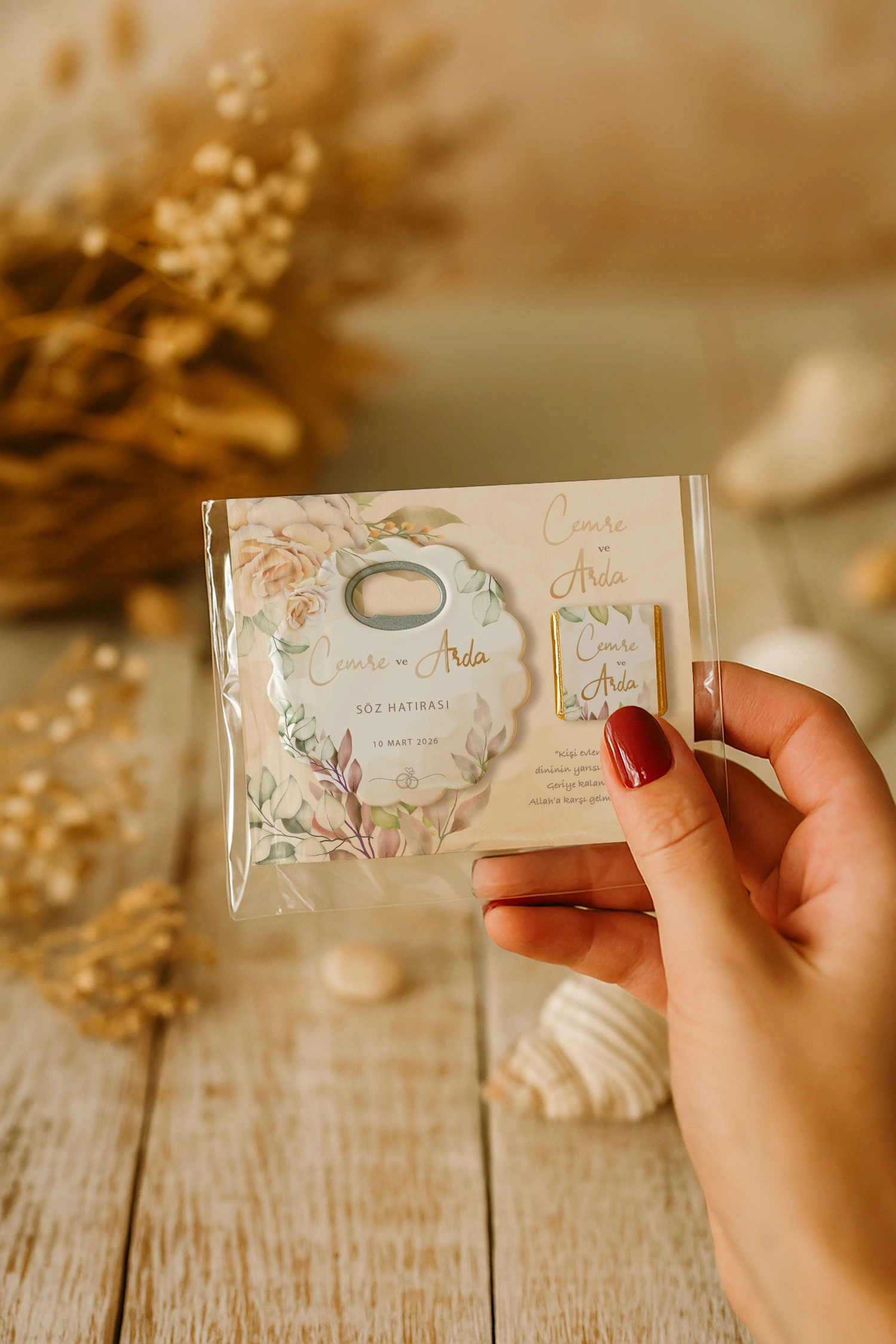 Söz Nişan Kına Nikah Düğün Hatırası Çikolatalı Papatya Açacak Magnet