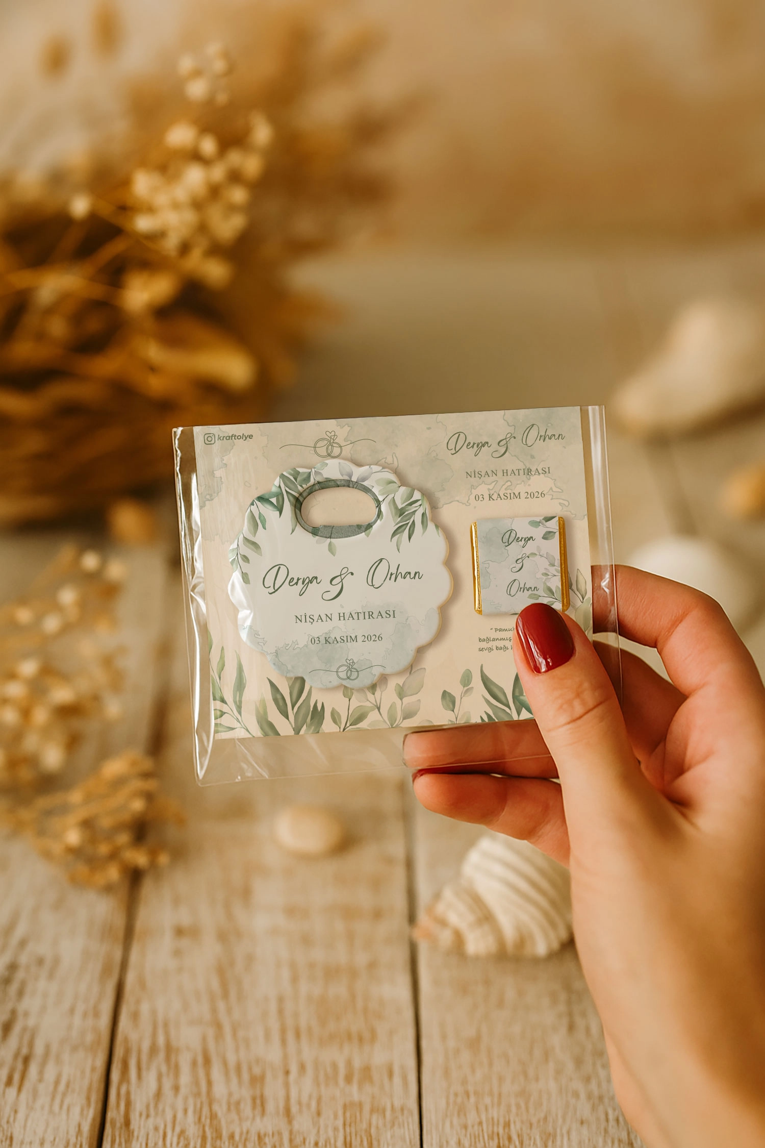 Söz Nişan Kına Nikah Düğün Hatırası Çikolatalı Papatya Açacak Magnet