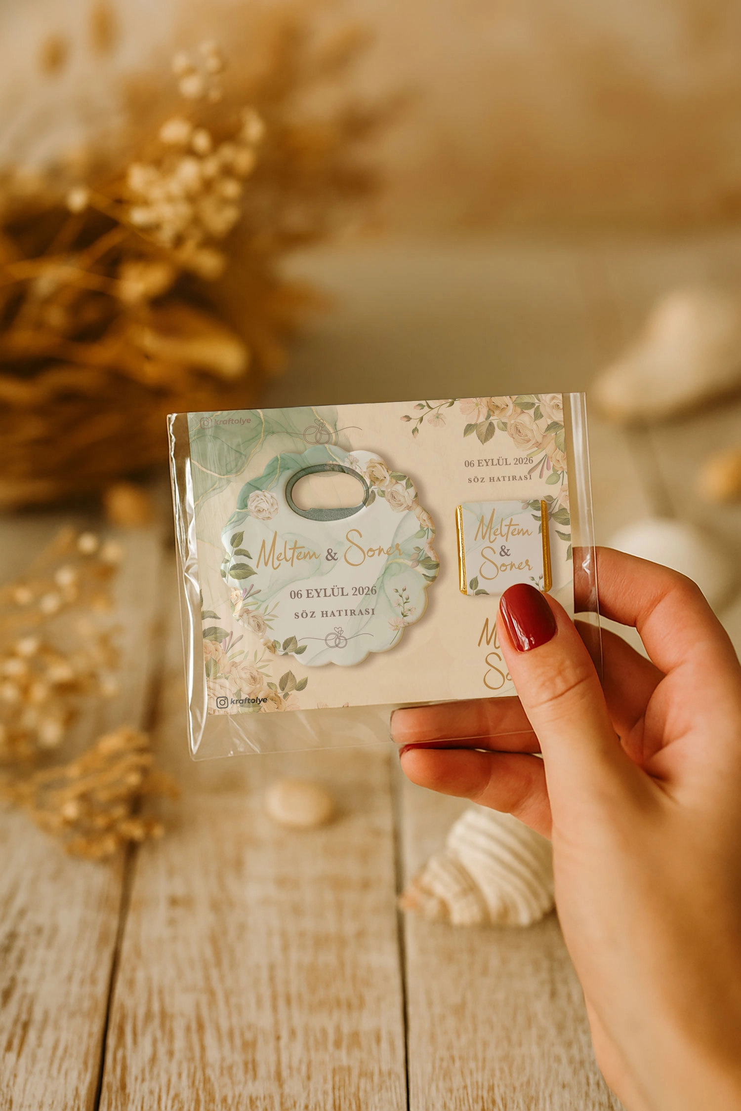 Söz Nişan Kına Nikah Düğün Hatırası Çikolatalı Papatya Açacak Magnet