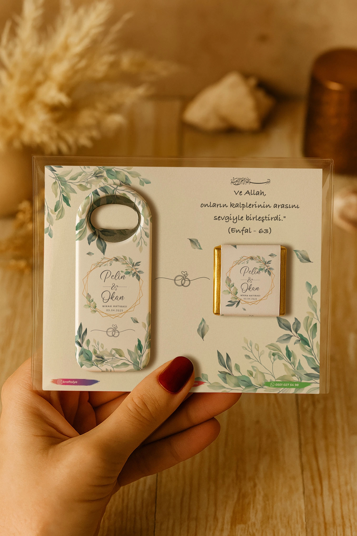 Söz Nişan Kına Nikah Düğün Hatırası Çikolatalı Uzun Açacak Magnet