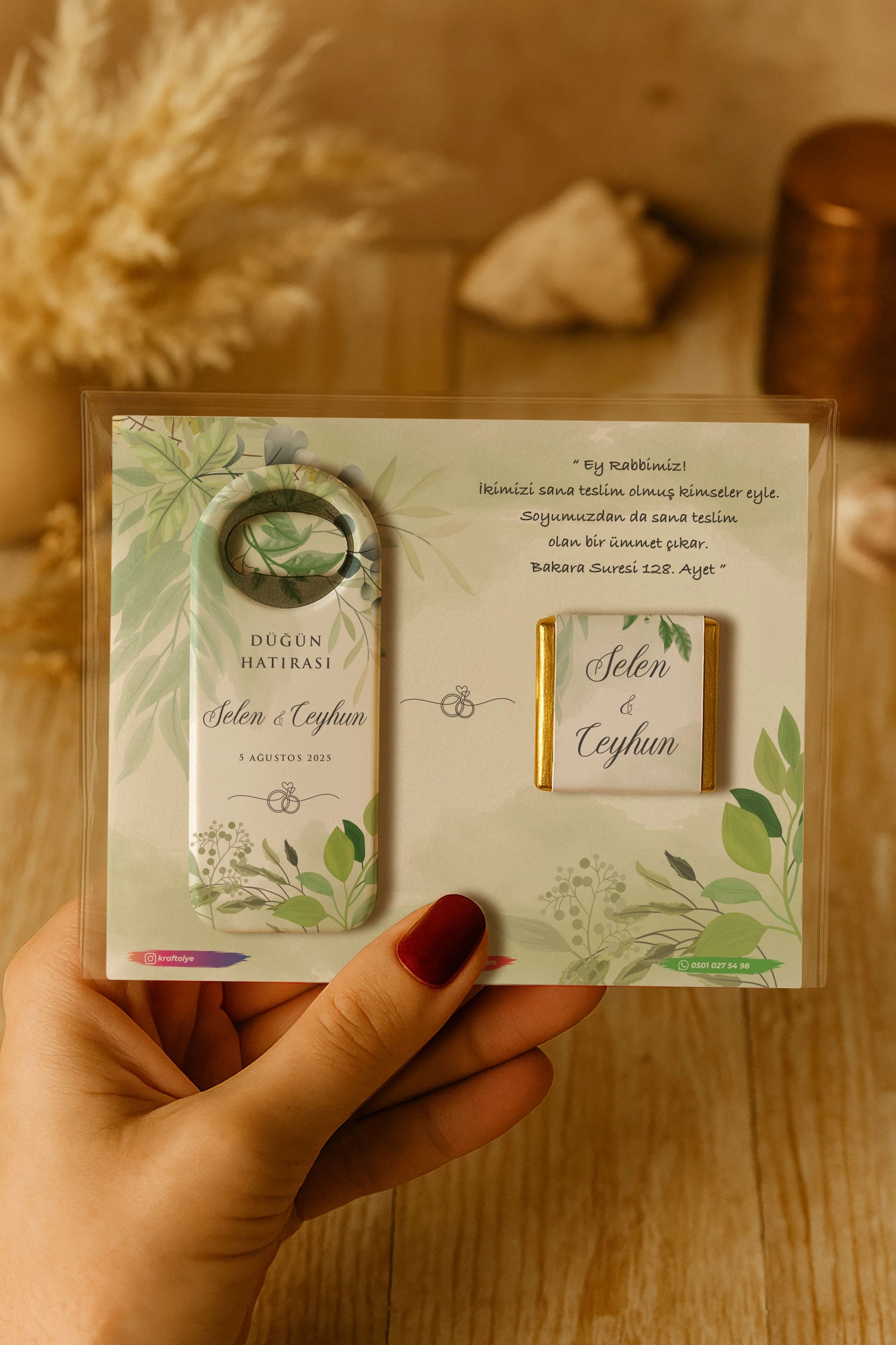 Söz Nişan Kına Nikah Düğün Hatırası Çikolatalı Uzun Açacak Magnet