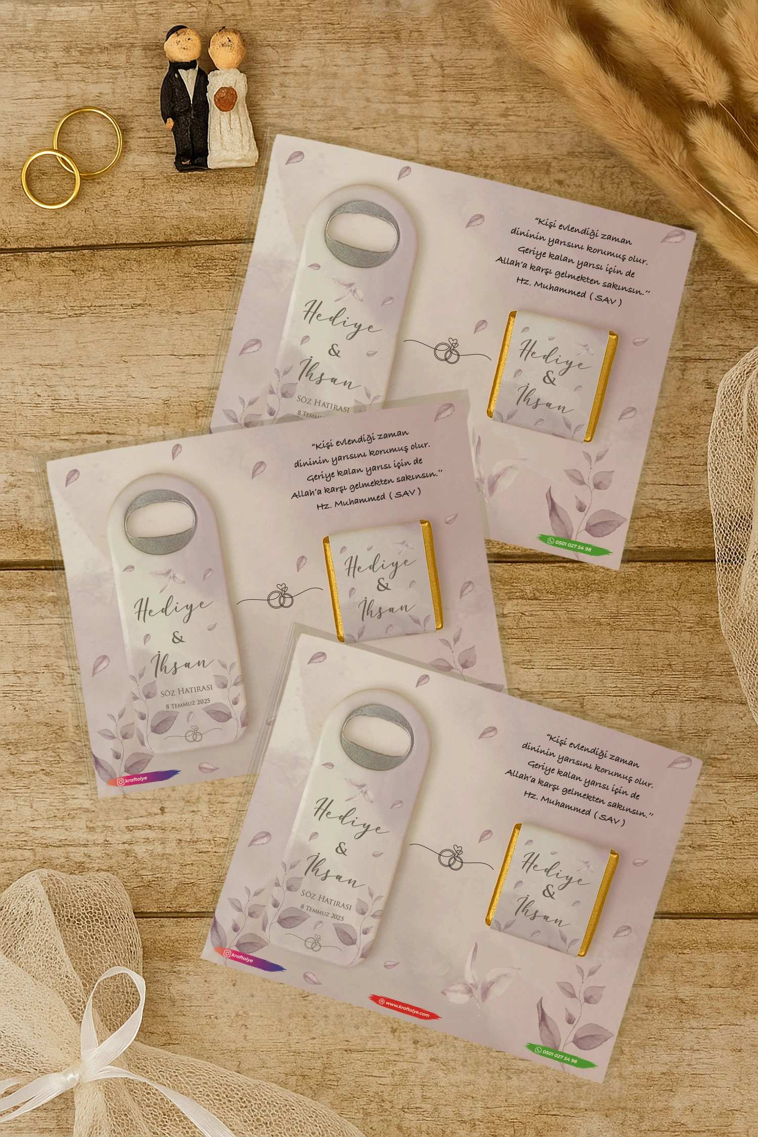 Söz Nişan Kına Nikah Düğün Hatırası Çikolatalı Uzun Açacak Magnet