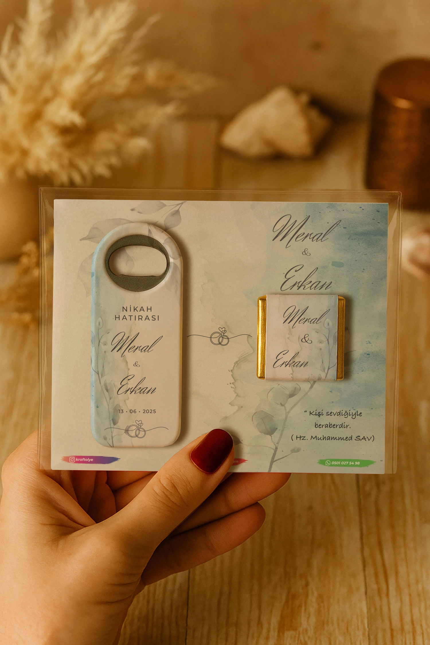Söz Nişan Kına Nikah Düğün Hatırası Çikolatalı Uzun Açacak Magnet