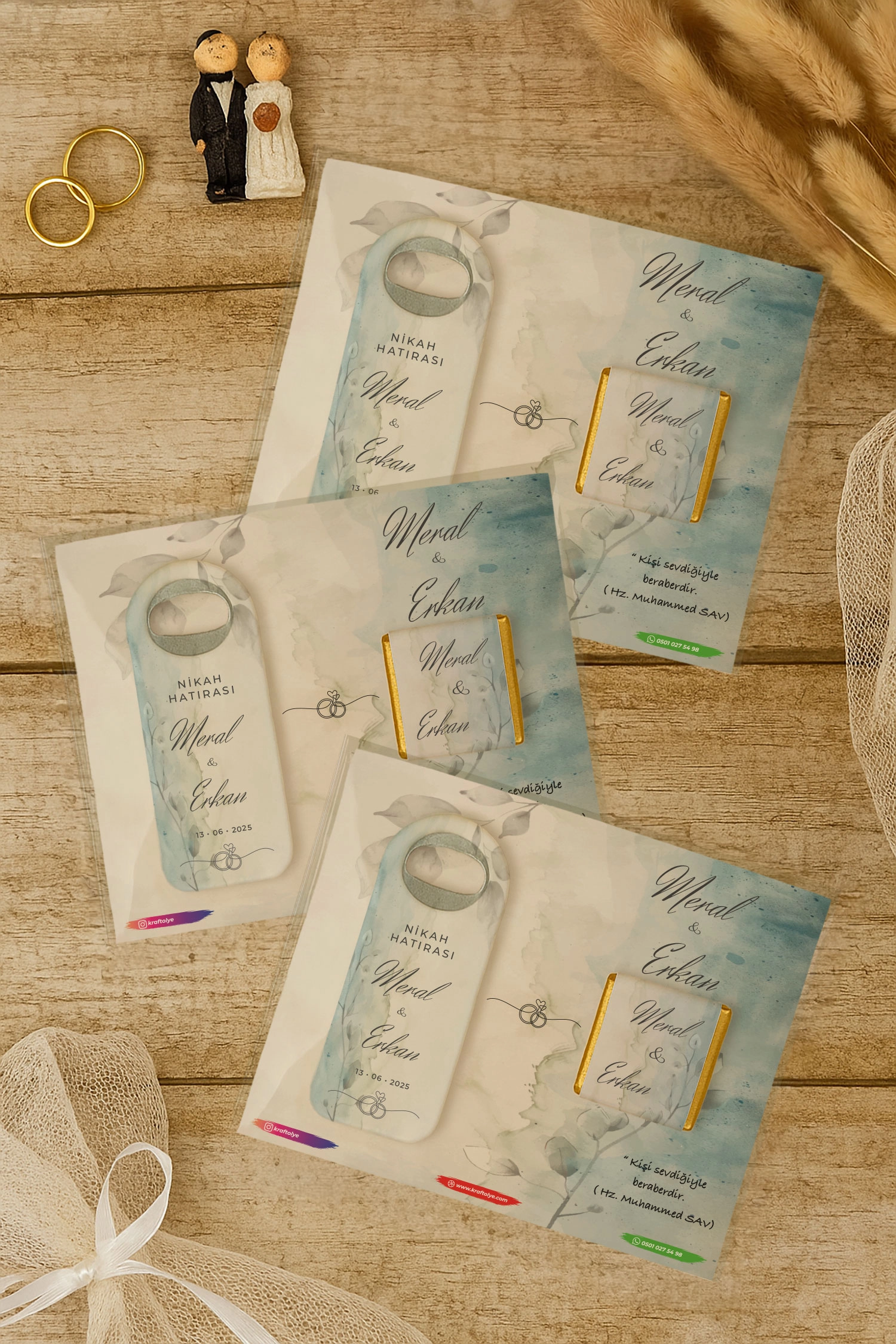 Söz Nişan Kına Nikah Düğün Hatırası Çikolatalı Uzun Açacak Magnet