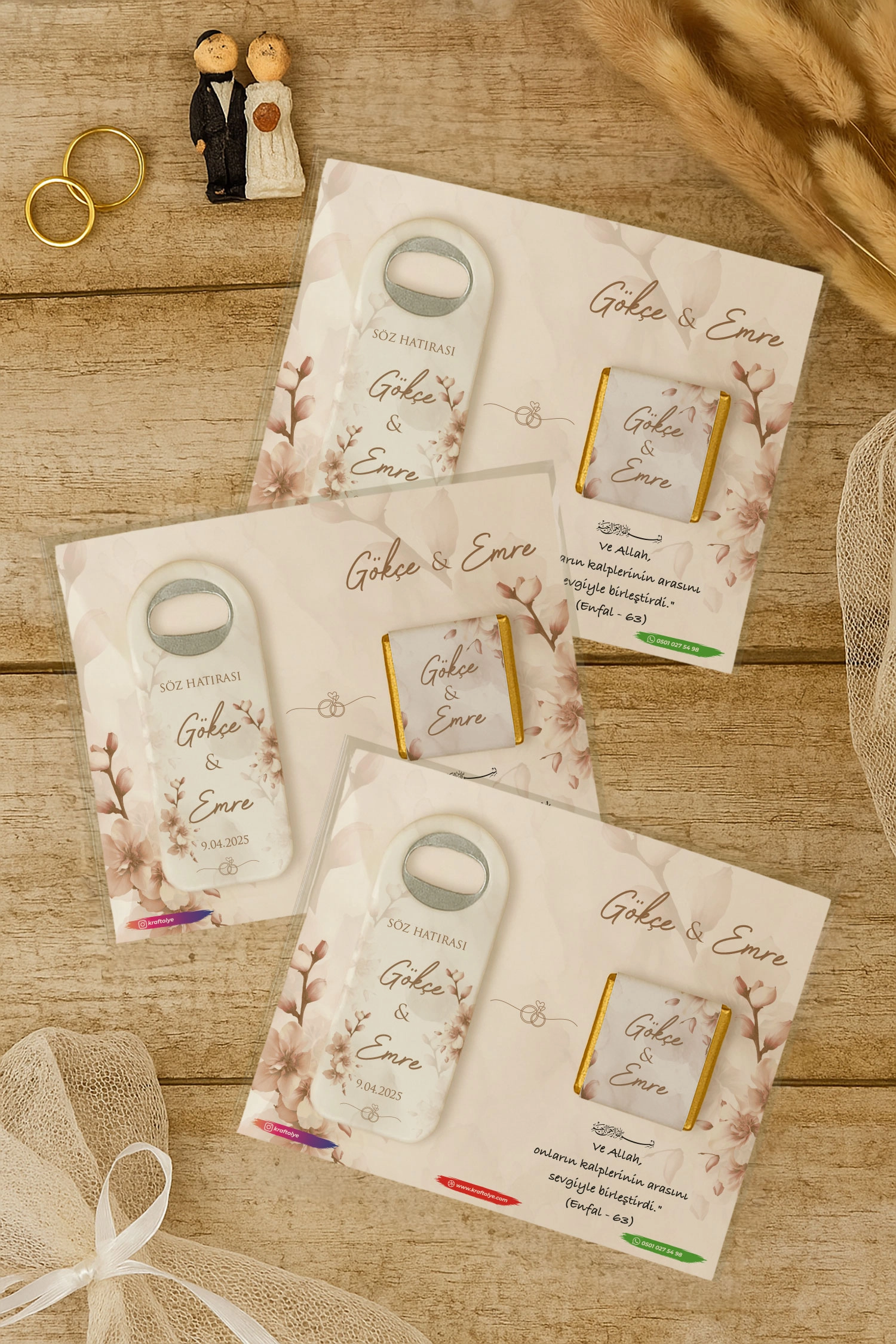 Söz Nişan Kına Nikah Düğün Hatırası Çikolatalı Uzun Açacak Magnet