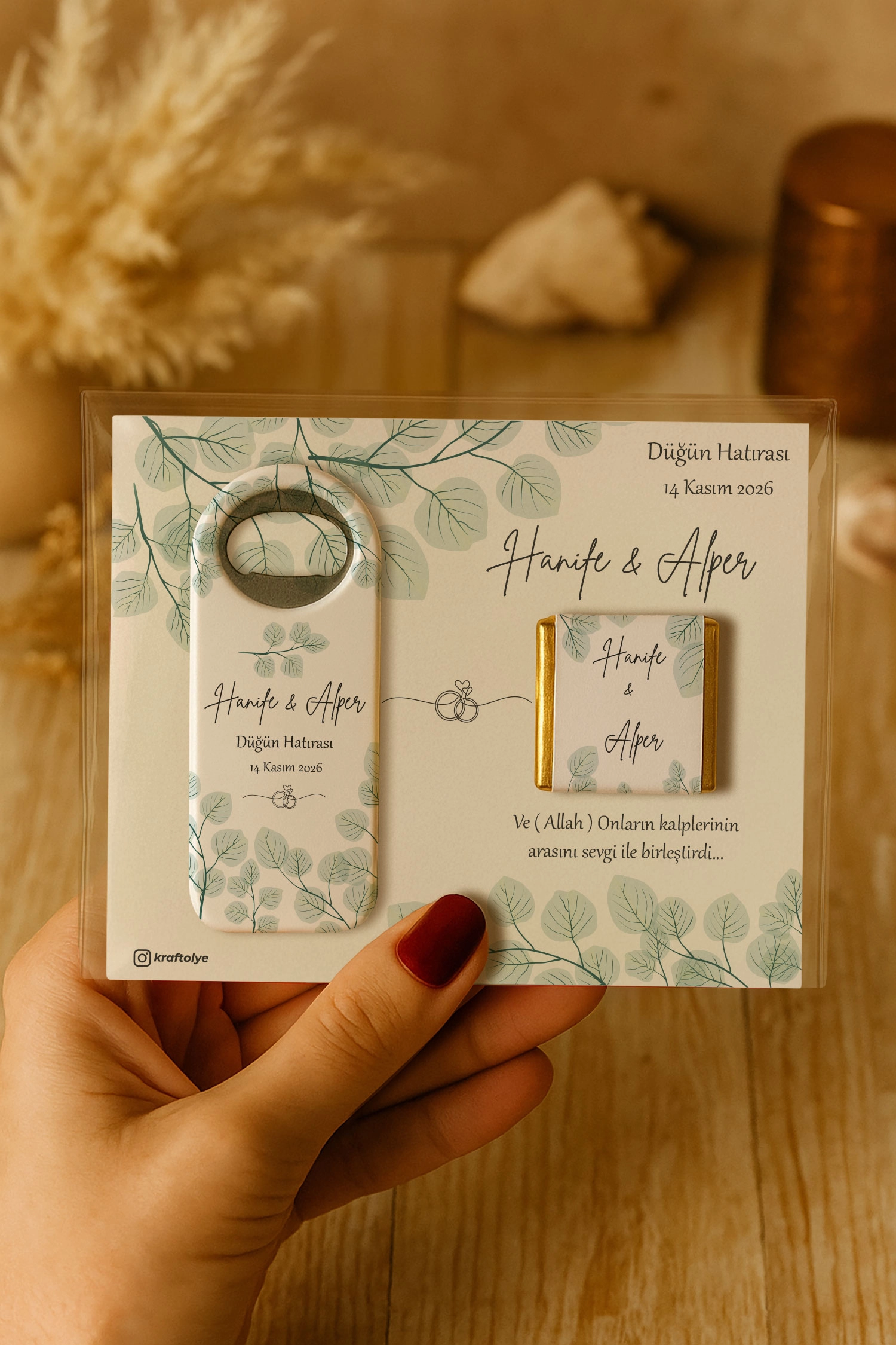 Söz Nişan Kına Nikah Düğün Hatırası Çikolatalı Uzun Açacak Magnet