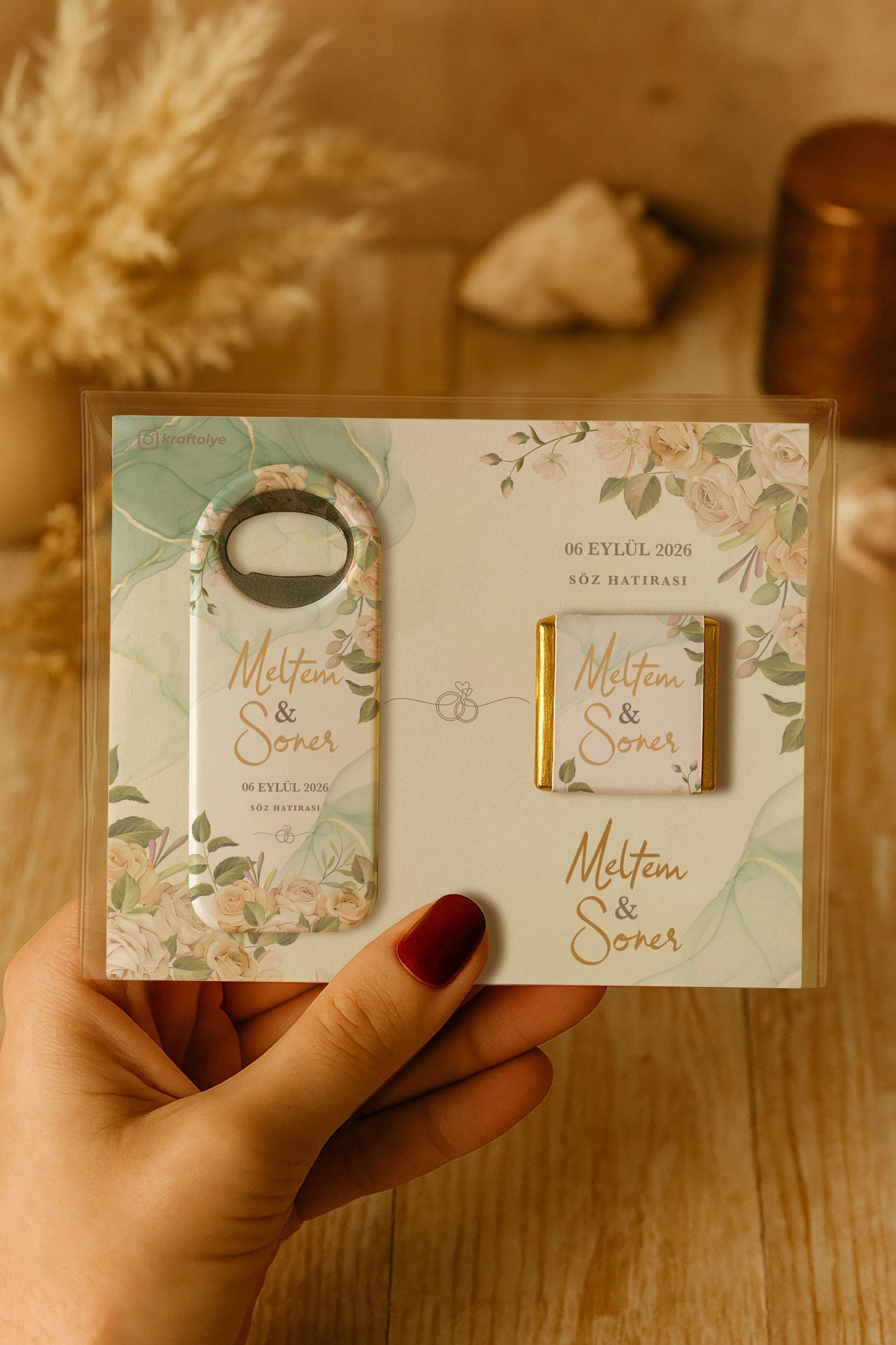 Söz Nişan Kına Nikah Düğün Hatırası Çikolatalı Uzun Açacak Magnet