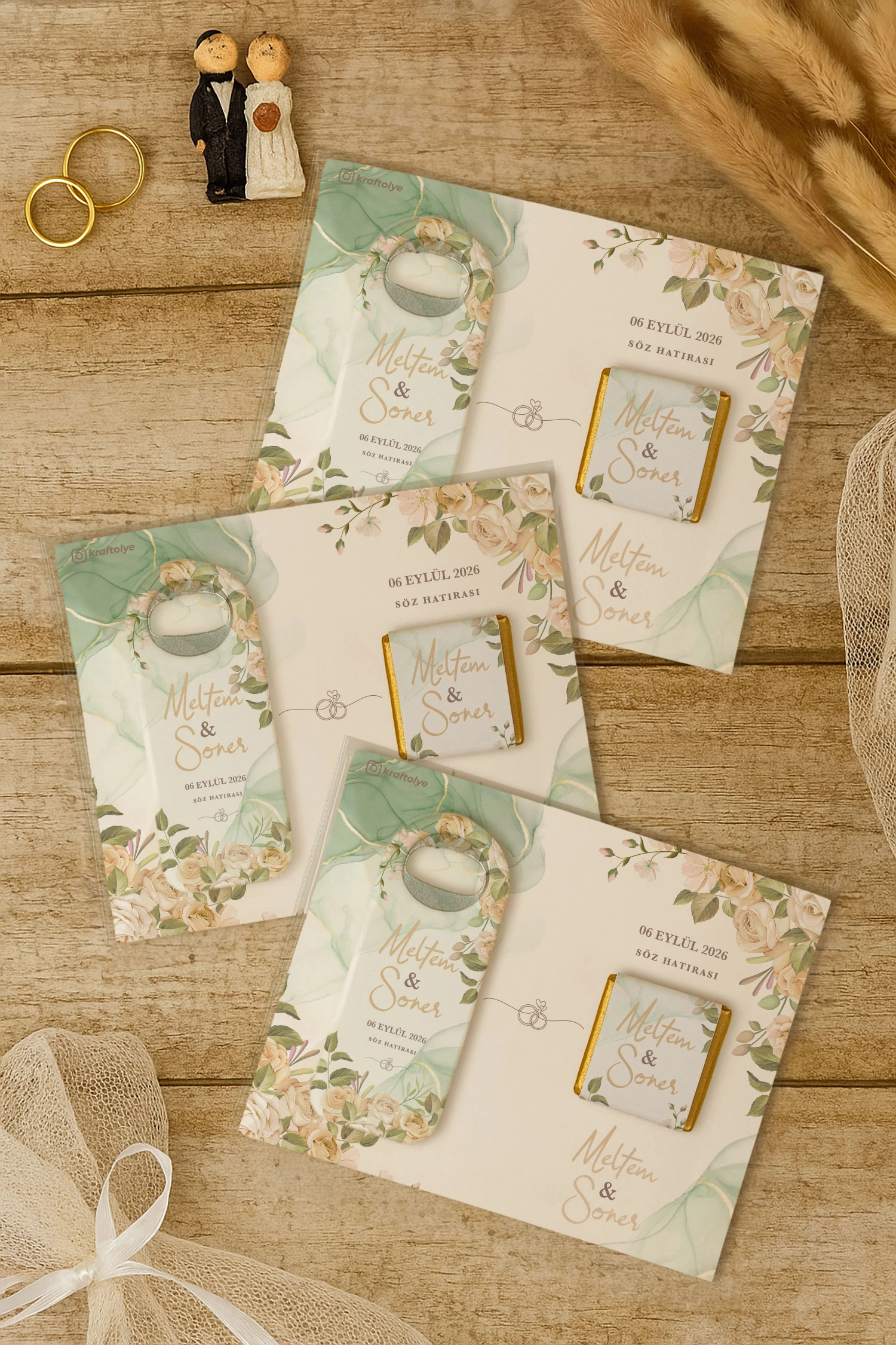 Söz Nişan Kına Nikah Düğün Hatırası Çikolatalı Uzun Açacak Magnet
