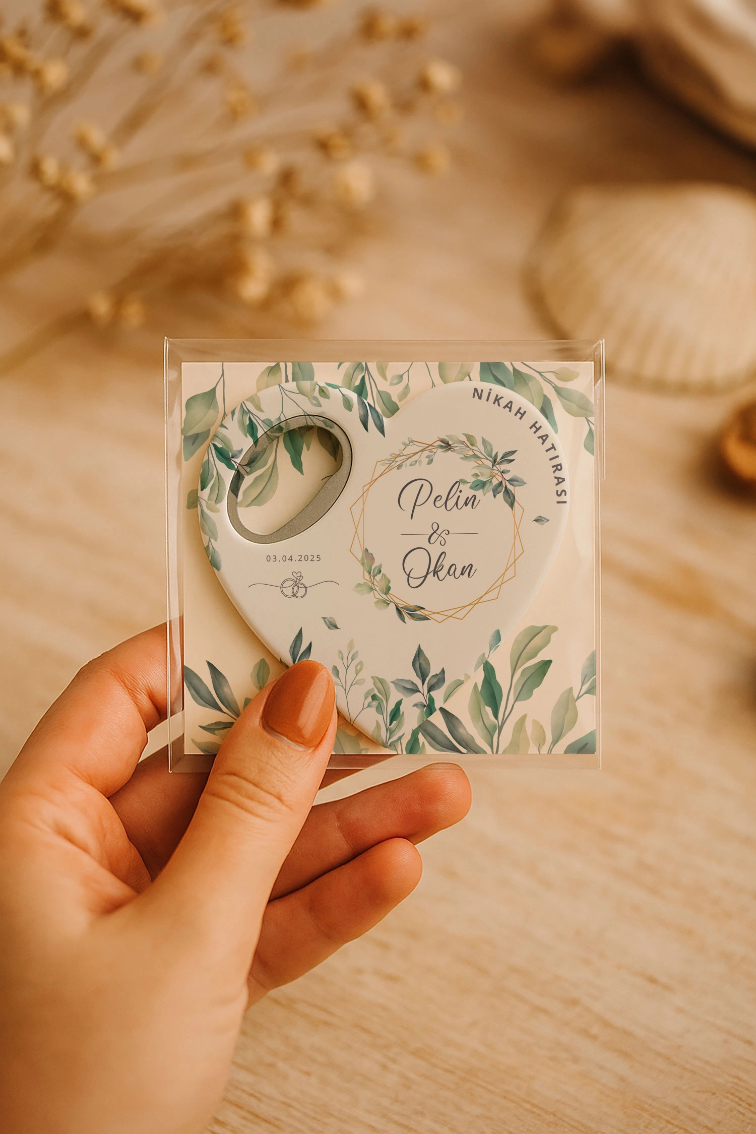 Söz Nişan Kına Nikah Düğün Hatırası Kartlı Kalp Açacak Magnet
