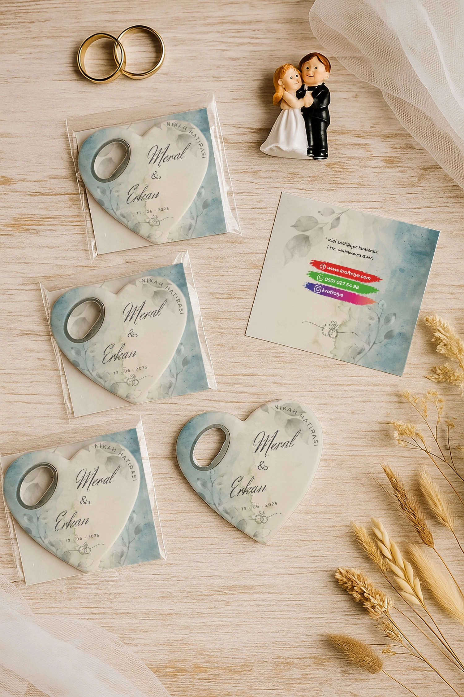 Söz Nişan Kına Nikah Düğün Hatırası Kartlı Kalp Açacak Magnet