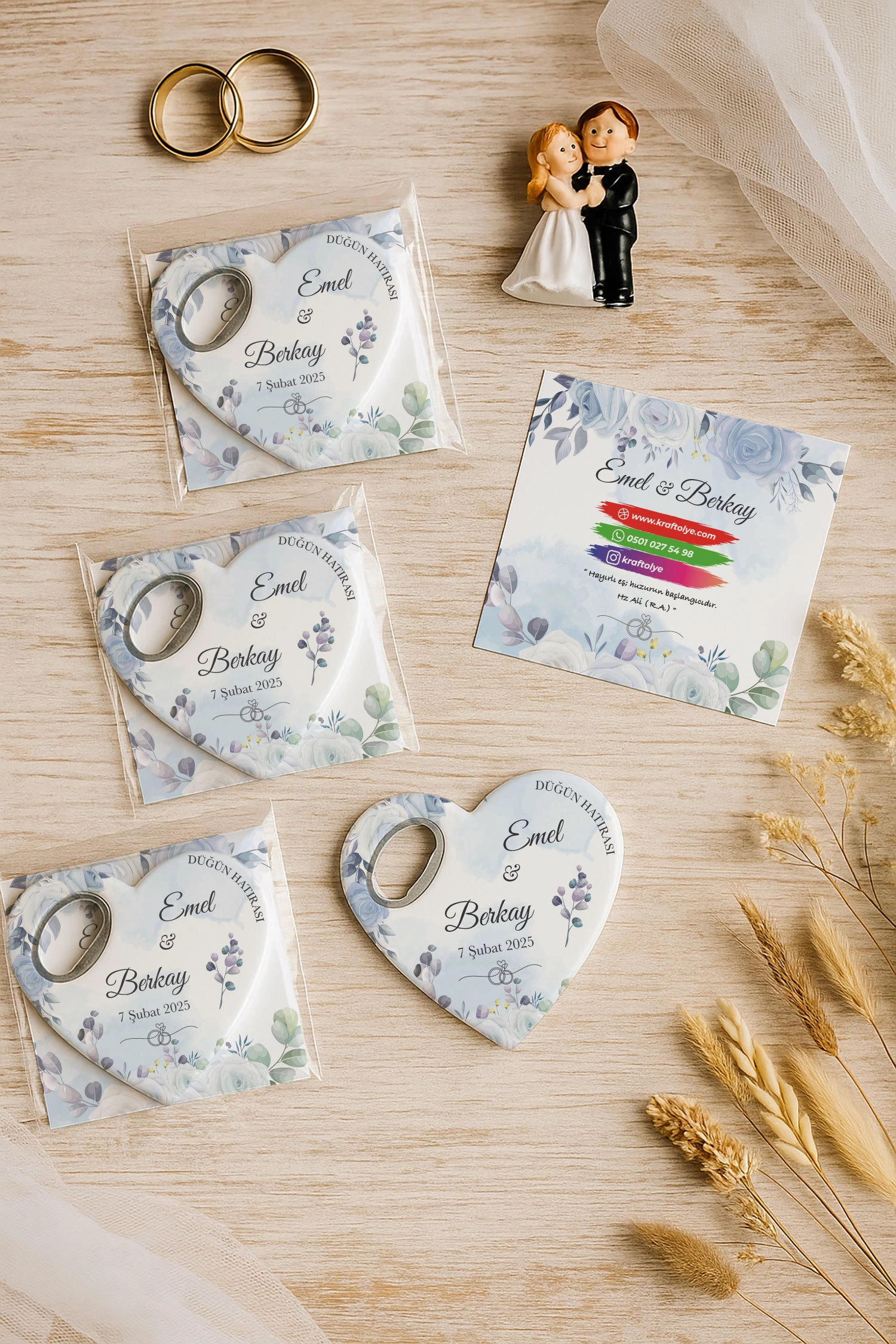 Söz Nişan Kına Nikah Düğün Hatırası Kartlı Kalp Açacak Magnet