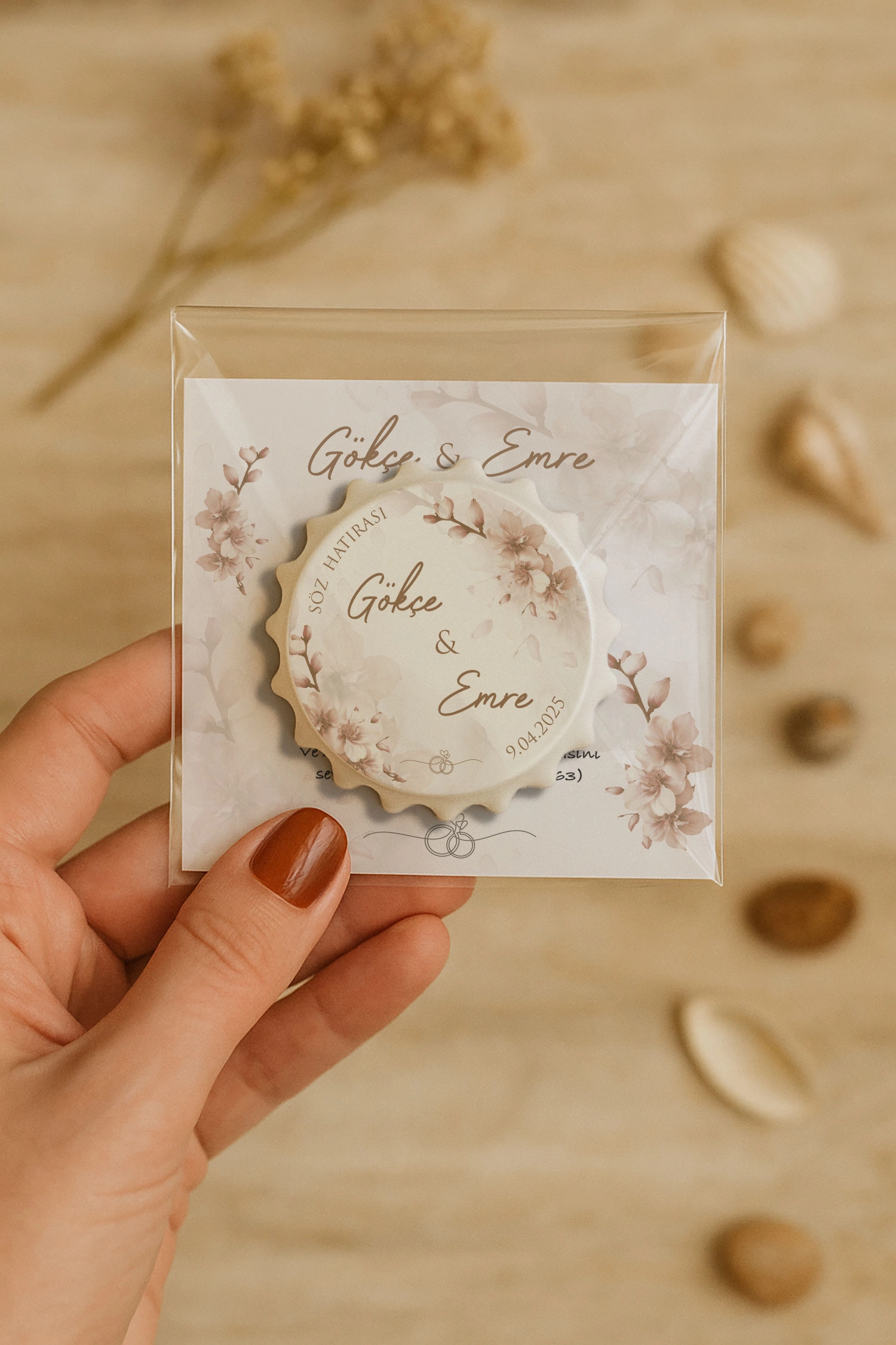 Söz Nişan Kına Nikah Düğün Hatırası Kartlı Kapak Açacak Magnet