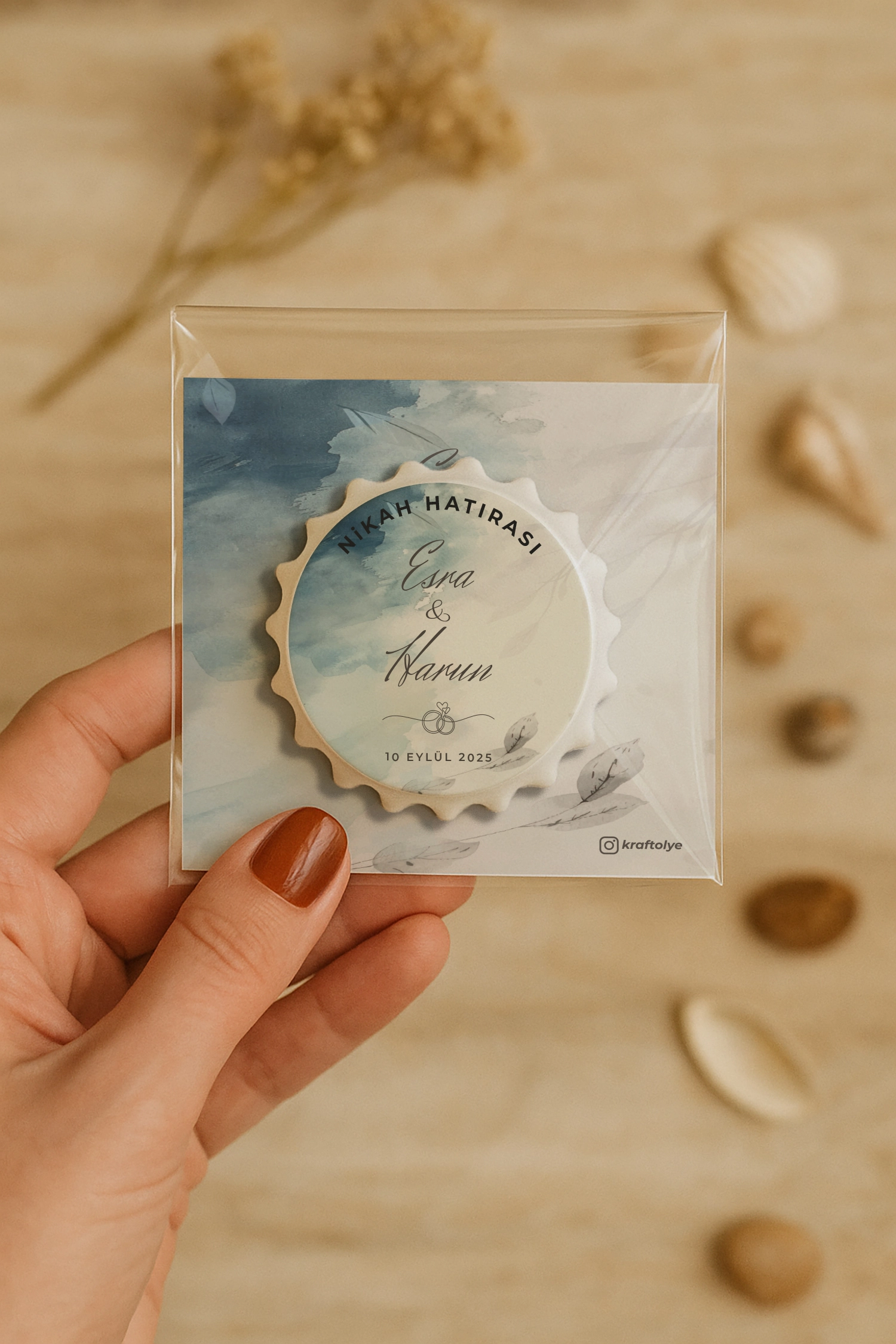 Söz Nişan Kına Nikah Düğün Hatırası Kartlı Kapak Açacak Magnet