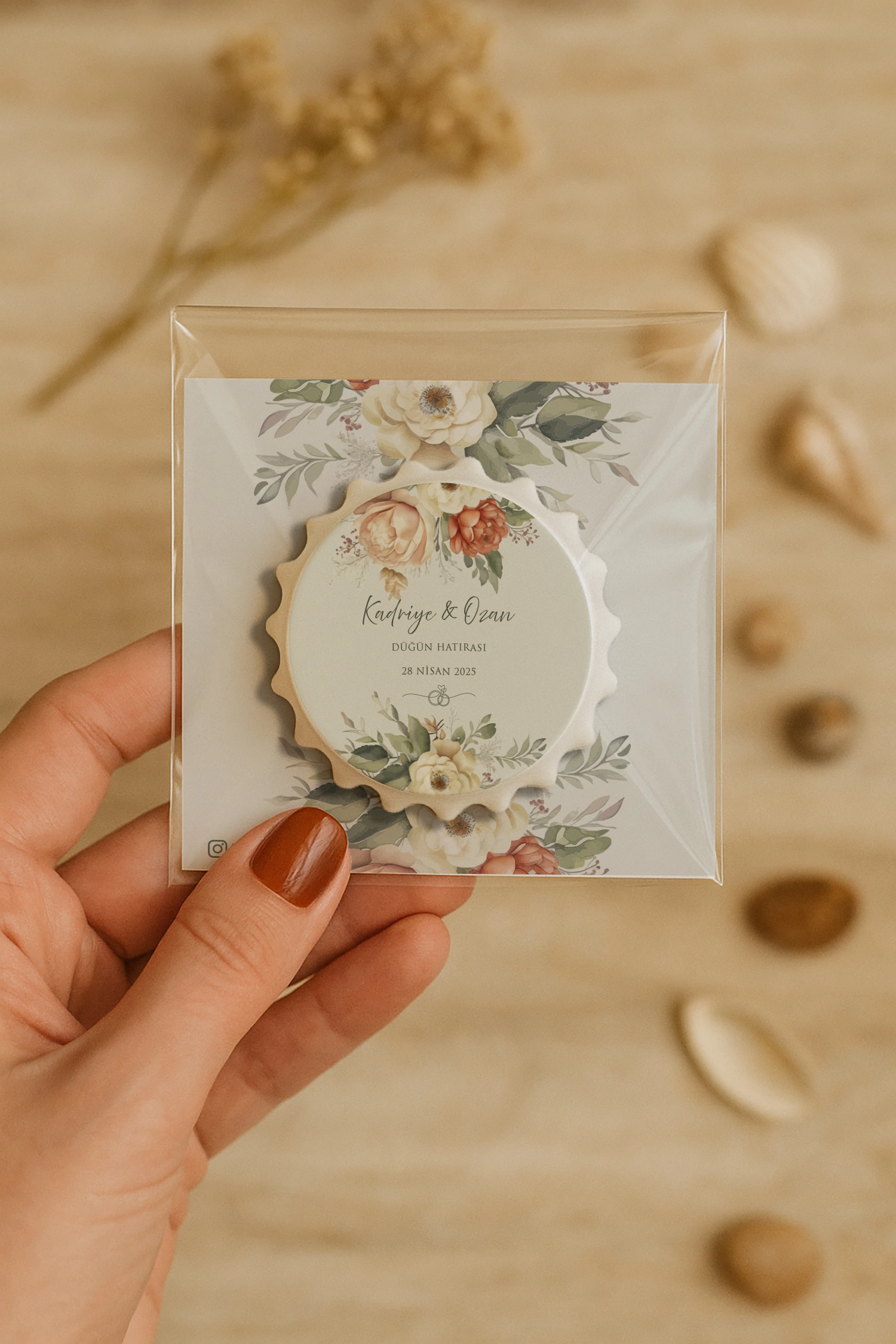 Söz Nişan Kına Nikah Düğün Hatırası Kartlı Kapak Açacak Magnet