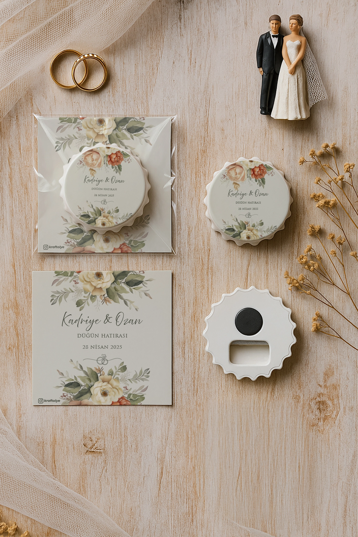 Söz Nişan Kına Nikah Düğün Hatırası Kartlı Kapak Açacak Magnet