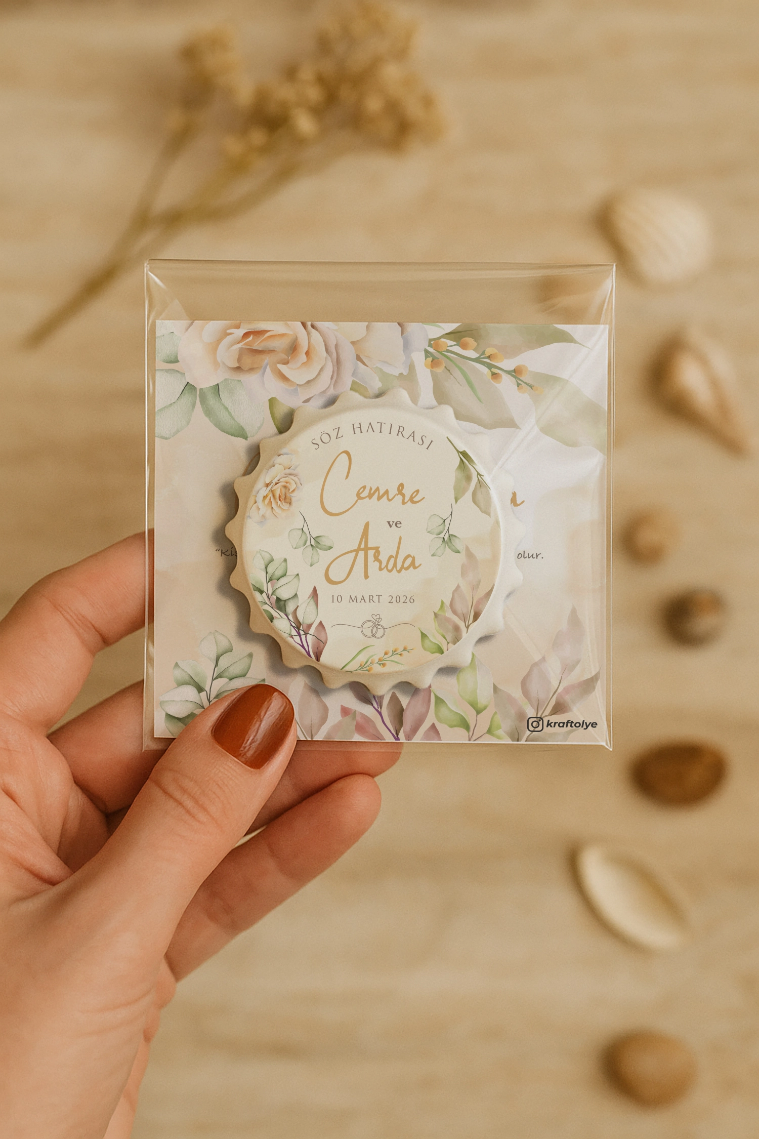 Söz Nişan Kına Nikah Düğün Hatırası Kartlı Kapak Açacak Magnet