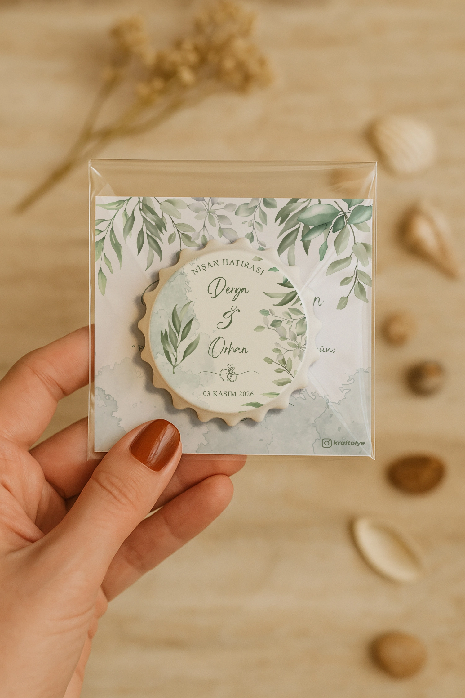Söz Nişan Kına Nikah Düğün Hatırası Kartlı Kapak Açacak Magnet