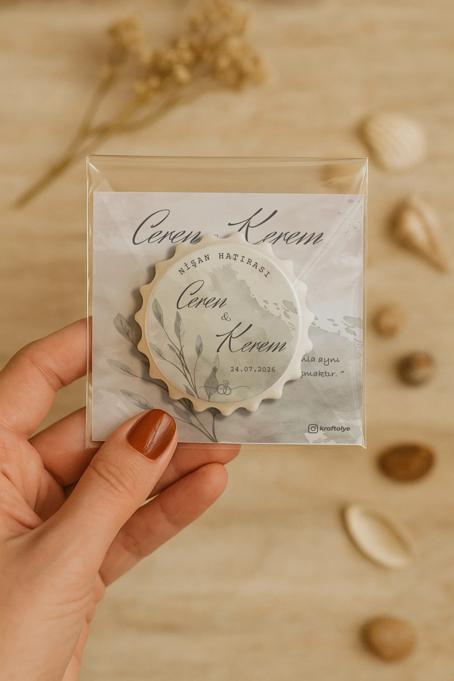 Söz Nişan Kına Nikah Düğün Hatırası Kartlı Kapak Açacak Magnet